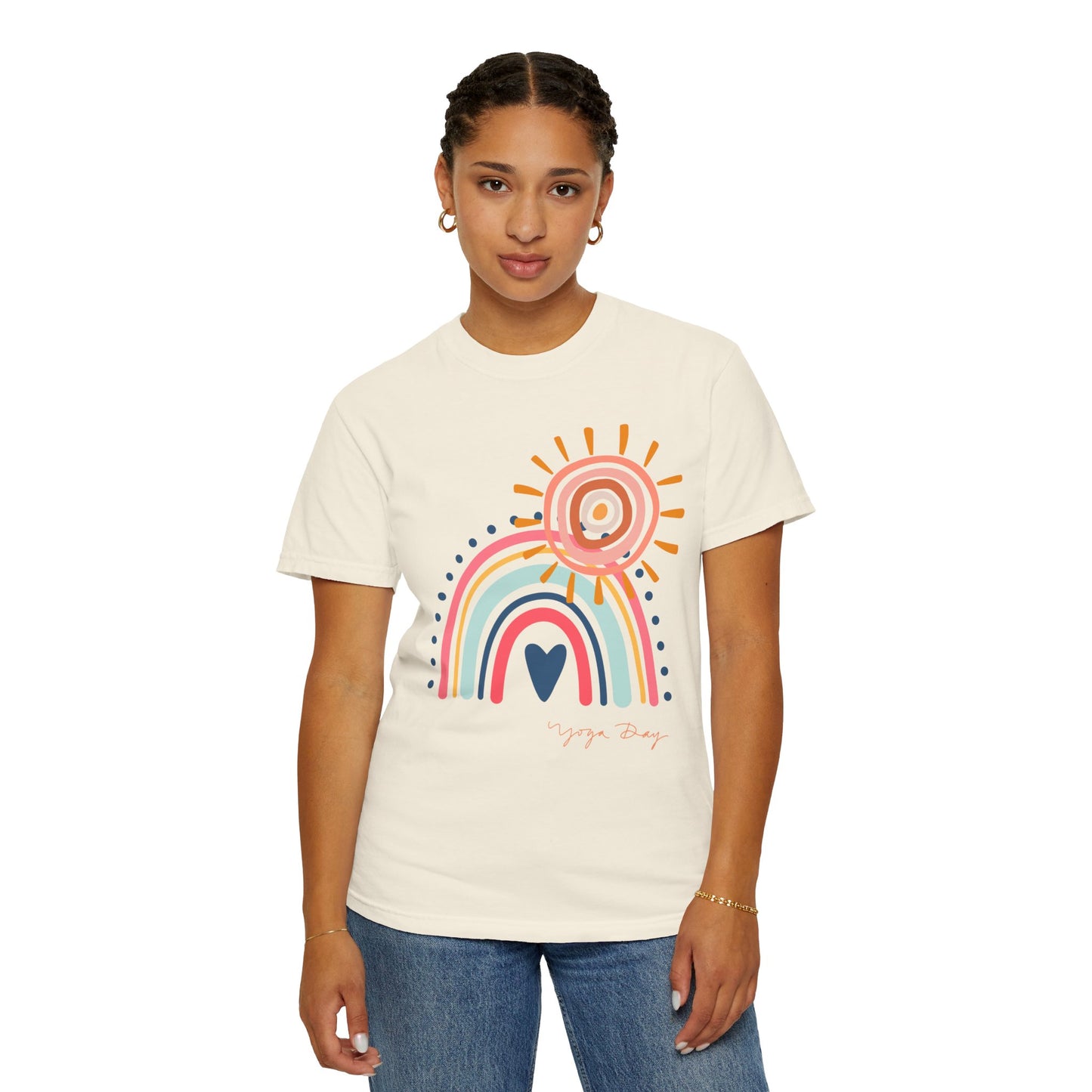 Comfort Yoga Shirt: Boho Rainbow