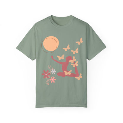 Comfort Yoga Shirt: Boho Butterfly Design