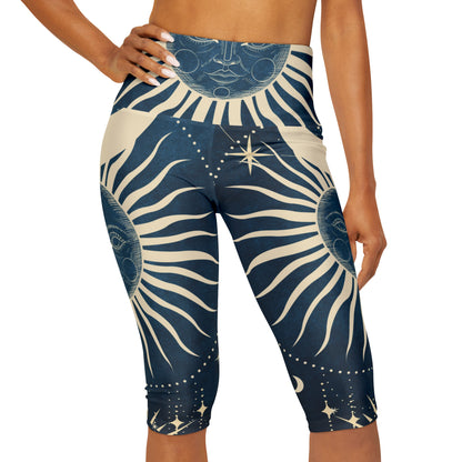 Yoga Capri Leggings Cosmic Sun Design