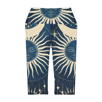 Yoga Capri Leggings Cosmic Sun Design