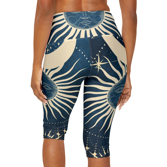 Yoga Capri Leggings Cosmic Sun Design