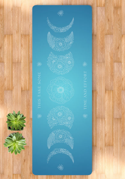 Yoga Mat Moon Phases Flowers Design