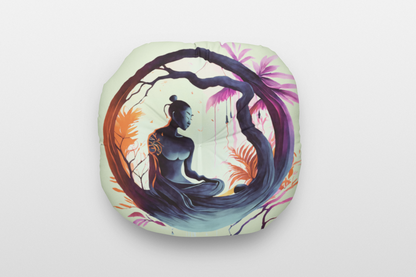 Yoga Floor Round Pillow: Mystic Buddha