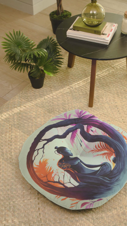 Yoga Floor Round Pillow: Mystic Buddha