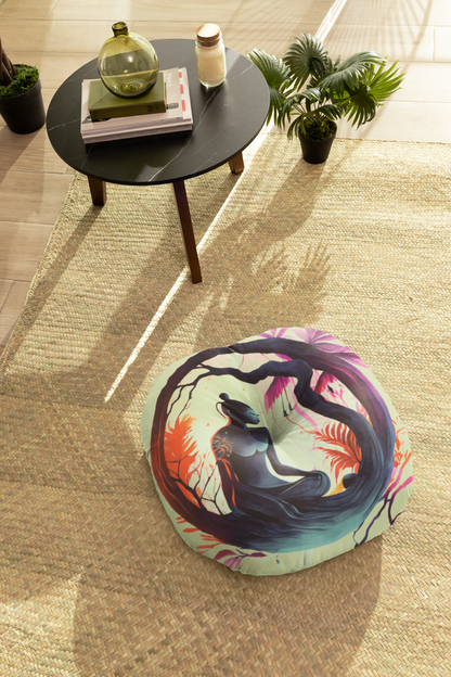 Yoga Floor Round Pillow: Mystic Buddha